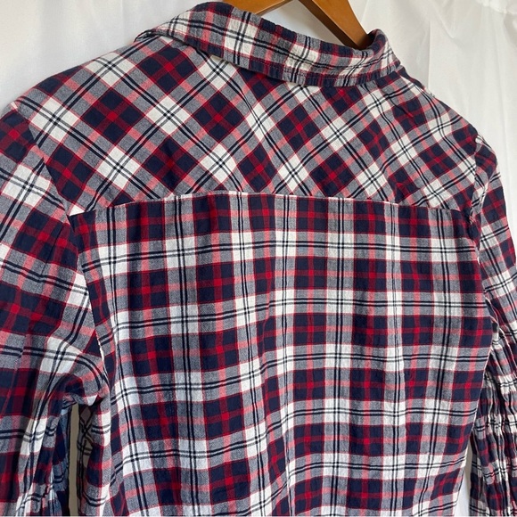 TOMMY HILFIGER Women’s Red Navy Plaid Button Down Long Sleeve Shirt Size Small - Picture 12 of 13